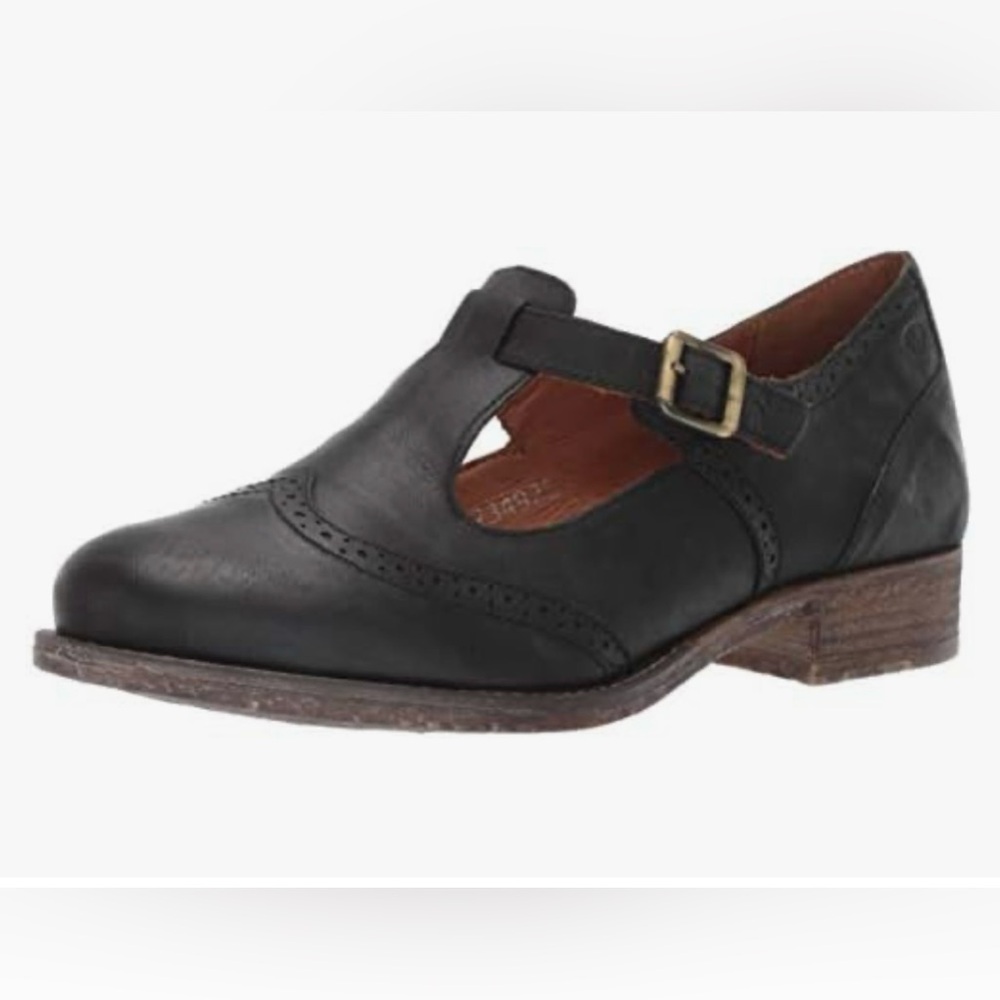 Josef Seibel Black Leather T-Strap Loafers